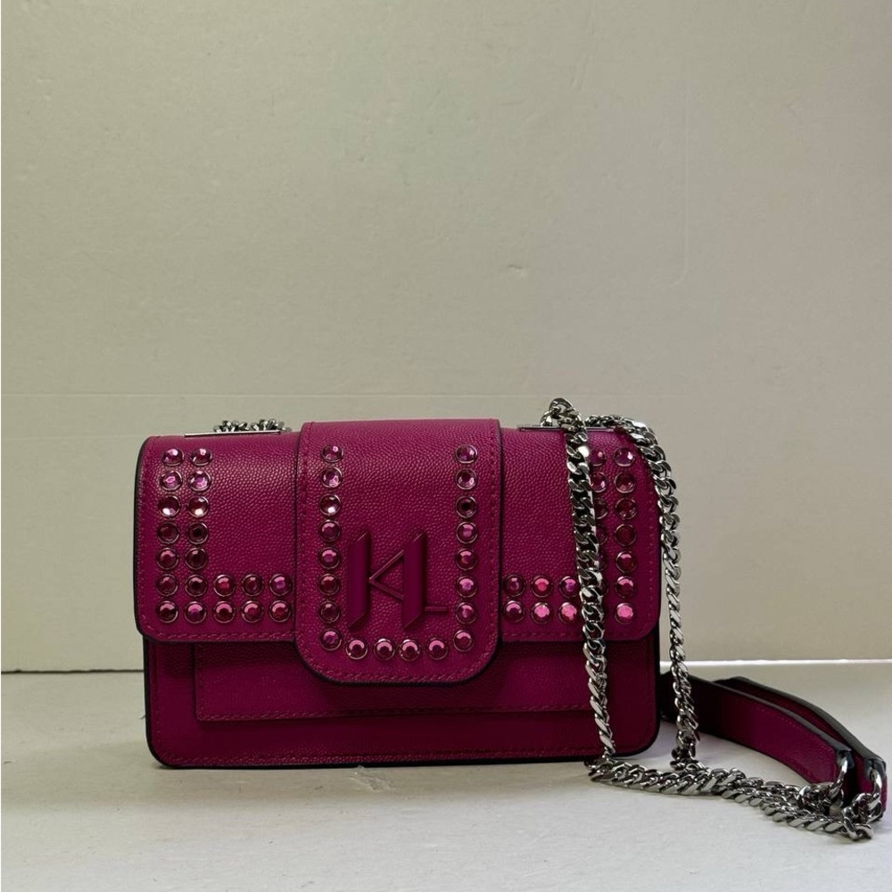 KARL LAGERFELD PARIS Corrine Embellished Leather Shoulder Bag